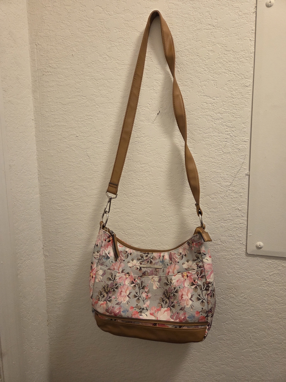 Rosetti Floral Print Shoulder Bag in Gray Trim